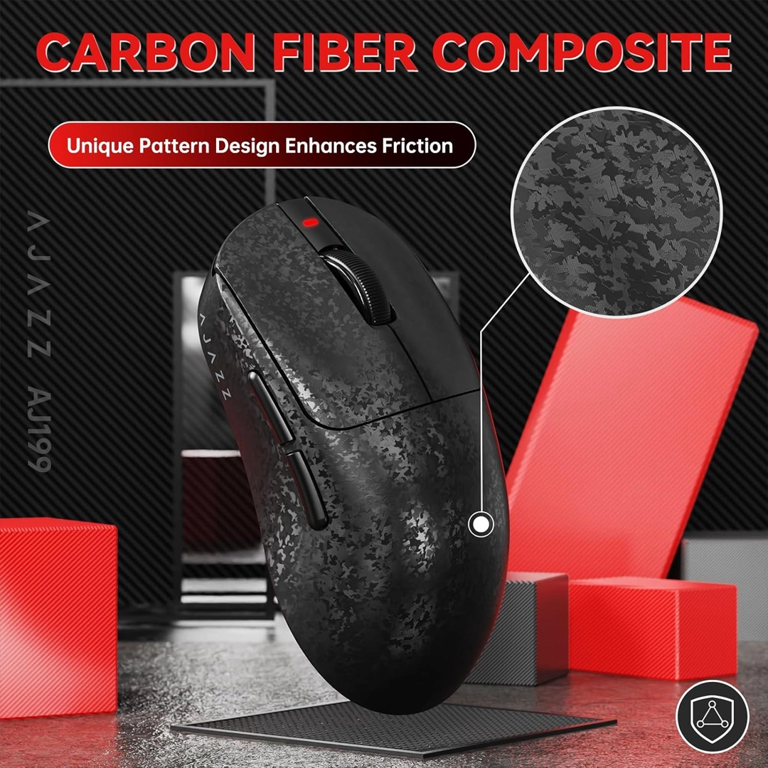 Ajazz AJ199 Max Carbon Fiber, PAW3395 Tri-Mode Gaming Mouse