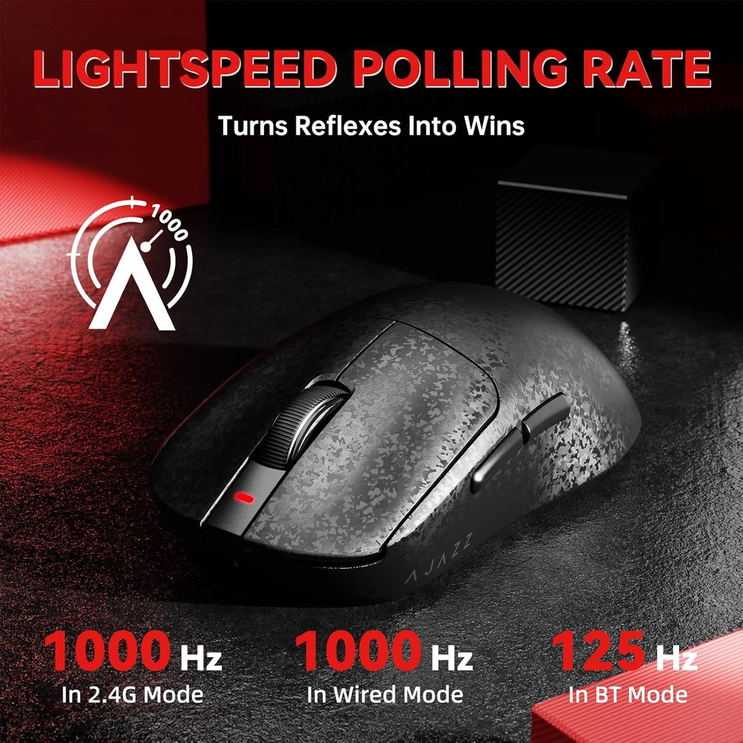Ajazz AJ199 Max Carbon Fiber, PAW3395 Tri-Mode Gaming Mouse