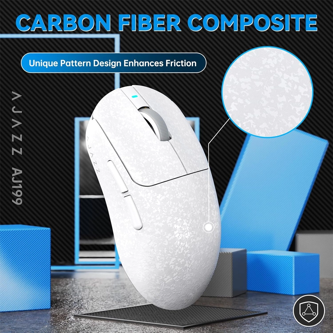 Ajazz AJ199 Max Carbon Fiber, PAW3395 Tri-Mode Gaming Mouse