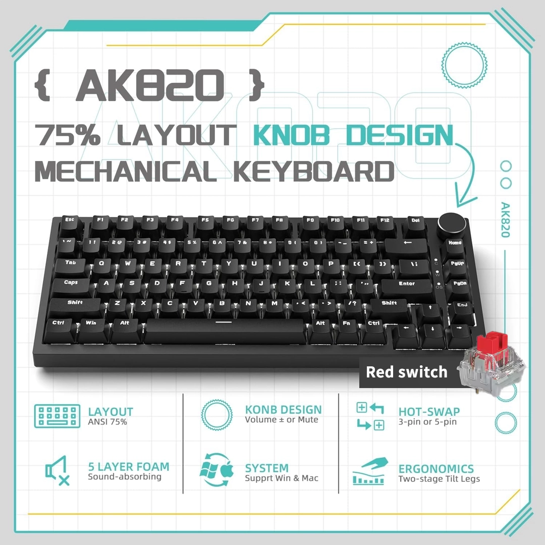 Ajazz AK820 Wired, LED-Backlit