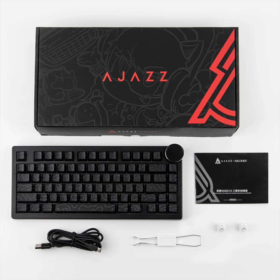 Ajazz AK820v2 RGB Tri-mode keyboard, Hot-swappable With Volume Knob
