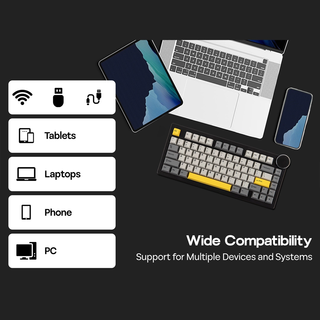 Ajazz AK820v2 RGB Tri-mode keyboard, Hot-swappable With Volume Knob