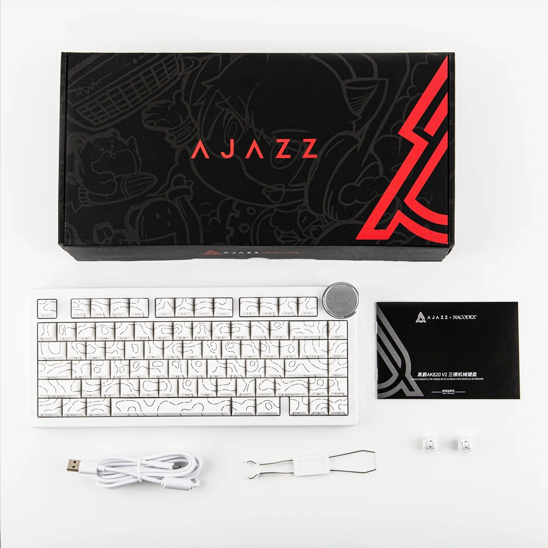 Ajazz AK820v2 RGB Tri-mode keyboard, Hot-swappable With Volume Knob