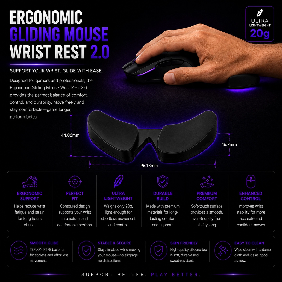 Gliding ergonomic Wrist Rest 2.0