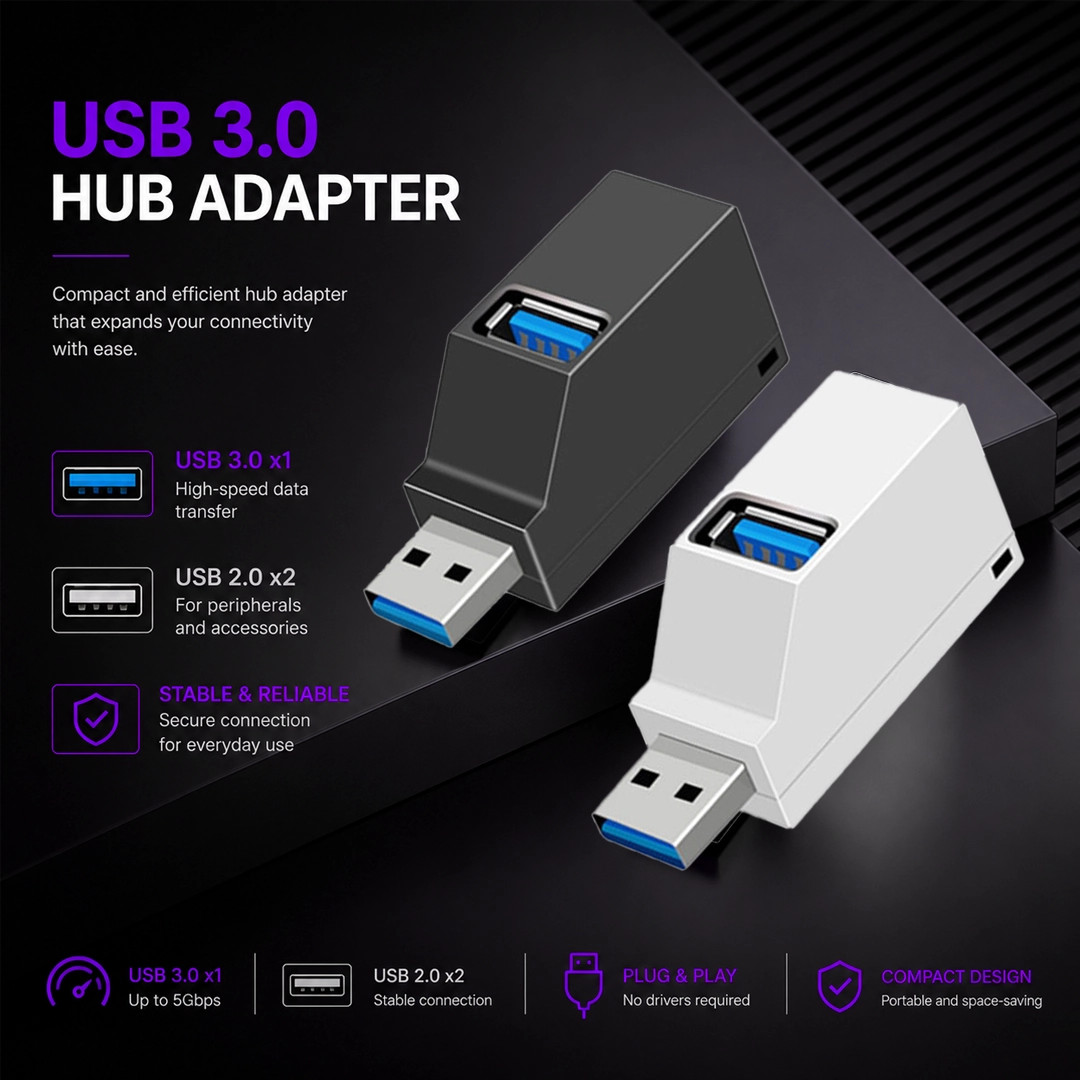 USB Mini 3-port Hub