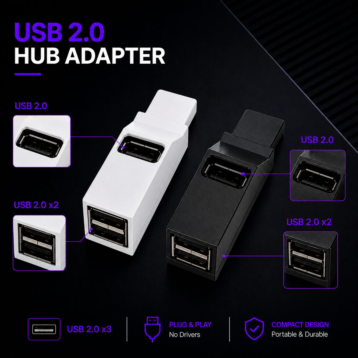 USB Mini 3-port Hub