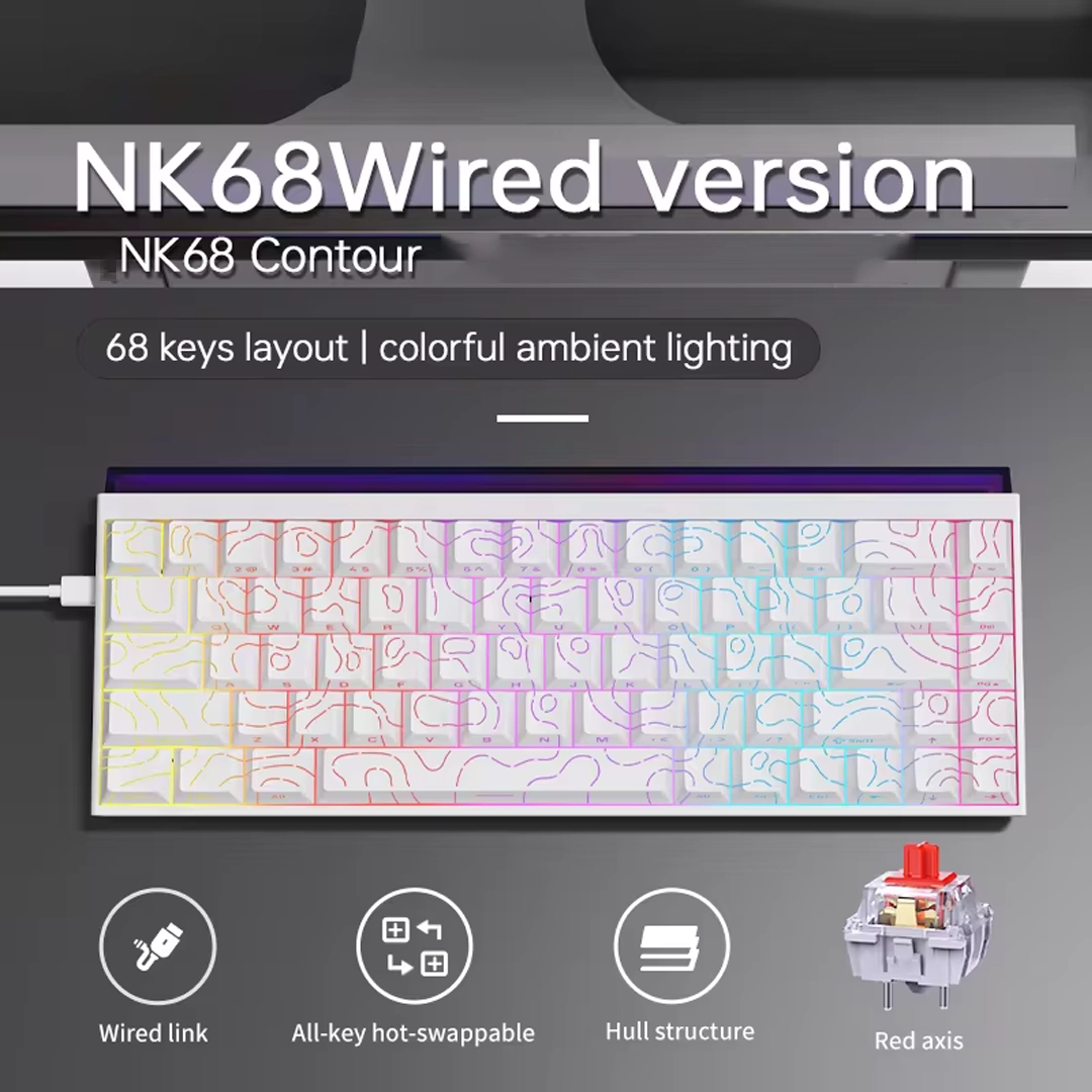 Ajazz NK68 wired, 68% Hot-swappable with RGB Lightbar