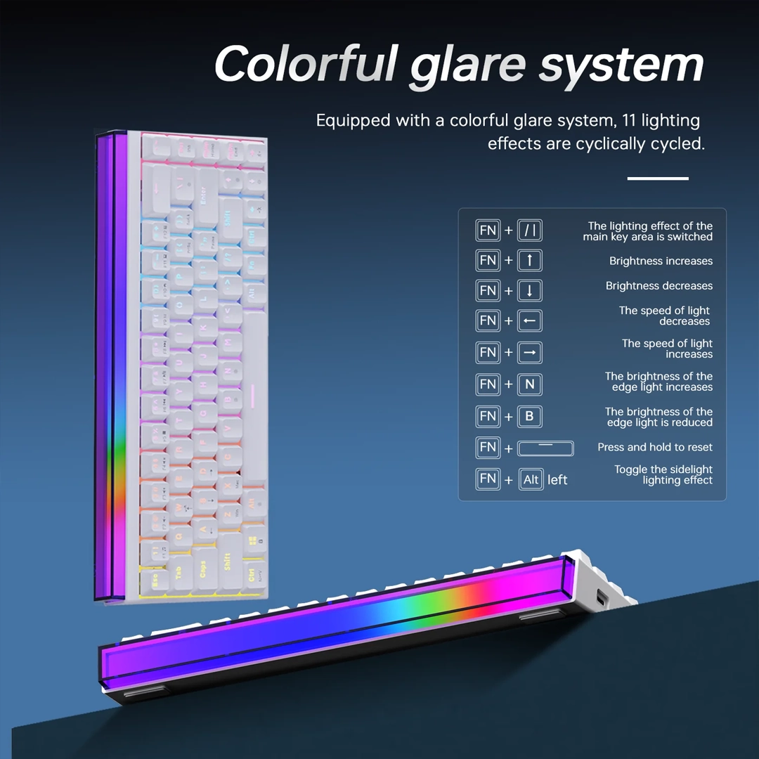 Ajazz NK68 wired, 68% Hot-swappable with RGB Lightbar